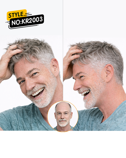 Men’s Full Coverage Hair System – Short Textured Style | Lace Front Natural Hairline Pre-Cut Toupee for Thinning Hair