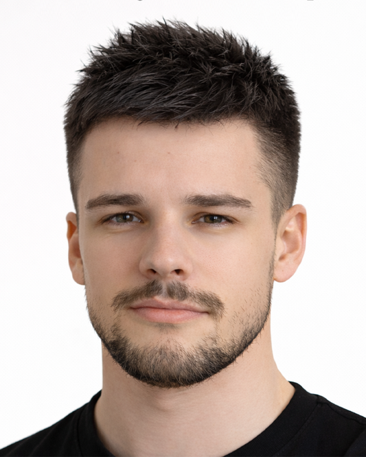 KR007 Men’s Buzz Cut Hair System – Ultra Thin Skin Base | Pre-Cut Ready to Wear Toupee Easy Apply Natural Look