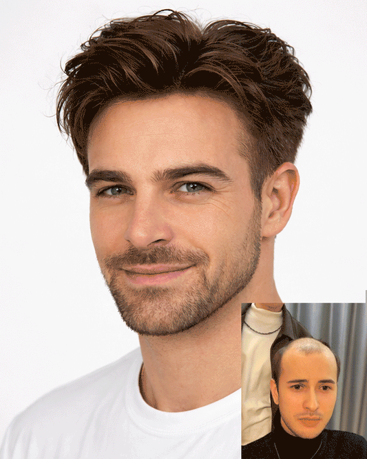 Invisible Lace Front & Durable PU Back Men Hair Toupee Replacement Hair System