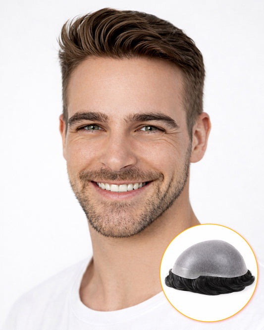 0.06mm Full Super Thin Skin Single Knots Base | Toupee for Men | Celebrities Choice