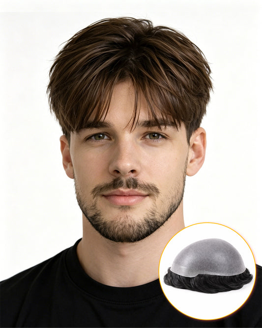 Men’s Side Part Hair System – Lace + PU Base | Pre-Cut Ready to Wear Men Toupee