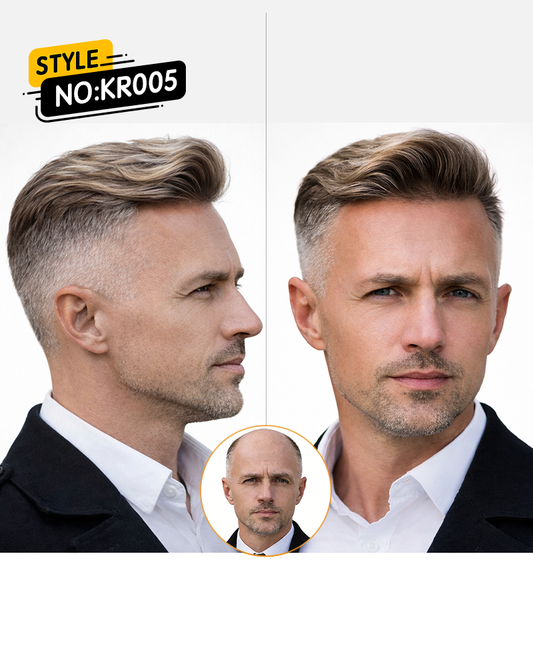 Classic Side Part Men’s Toupee – Natural Hairline Lace Front | Pre-Cut Breathable Hair System