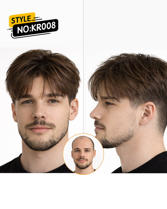 Men’s Side Part Hair System – Lace + PU Base | Professional Look Pre-Cut Ready to Wear