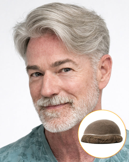 Men's Half Wig | Swiss Lace Base Toupee | natural-looking lace Hair System