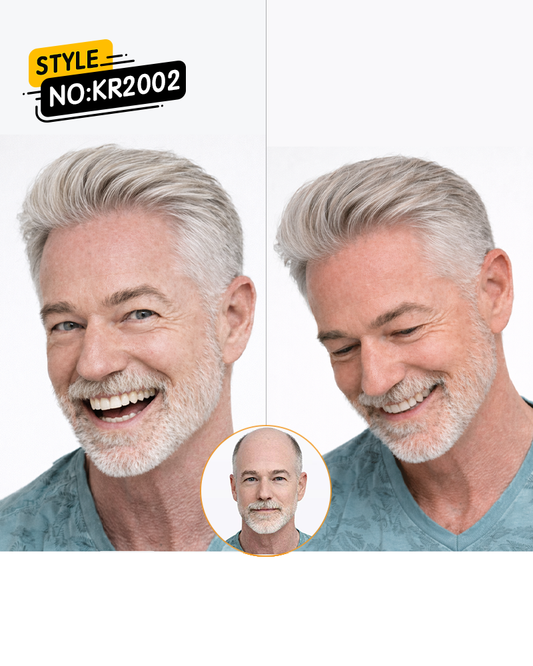 Men’s Gray Short Hair System – Natural Salt & Pepper | Lace Front Pre-Cut Ready to Wear Toupee