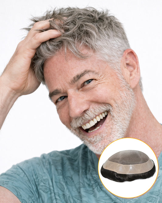 Realistic Silk Base Toupee for Men - Fine Mono Center & PU Perimeter