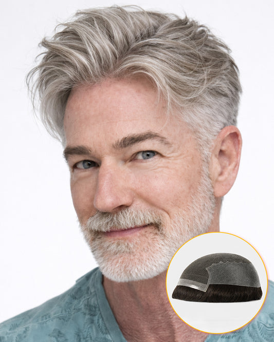 Short Men’s Toupee Full Coverage for Thinning Hair Natural Hairline Lace Front Hair System
