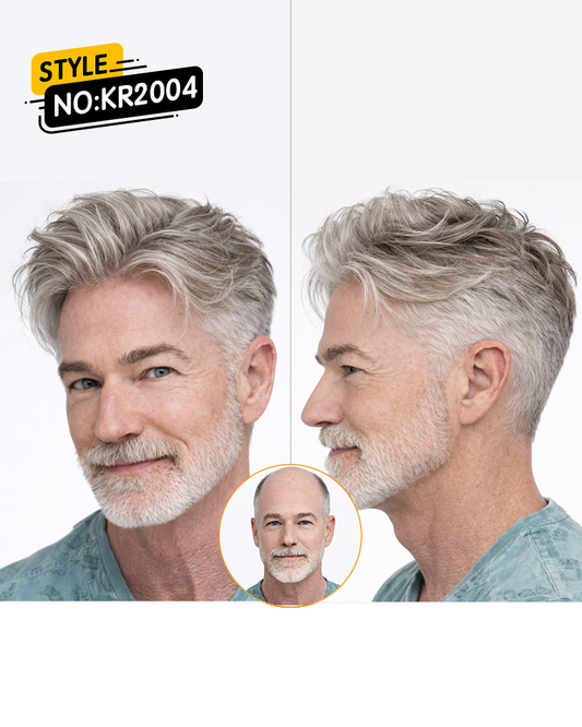 Short Textured Men’s Toupee – Full Coverage for Thinning Hair | Natural Hairline Lace Front Pre-Cut