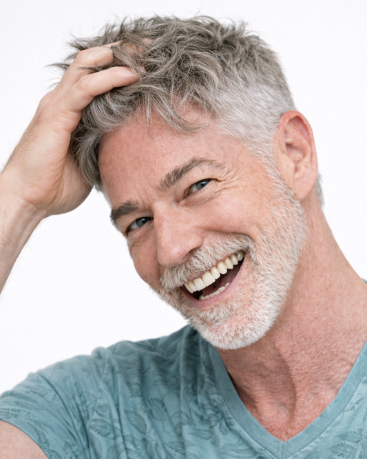 KR2003 Men’s Full Coverage Hair System – Short Textured Style | Lace Front Natural Hairline Pre-Cut Toupee for Thinning Hair