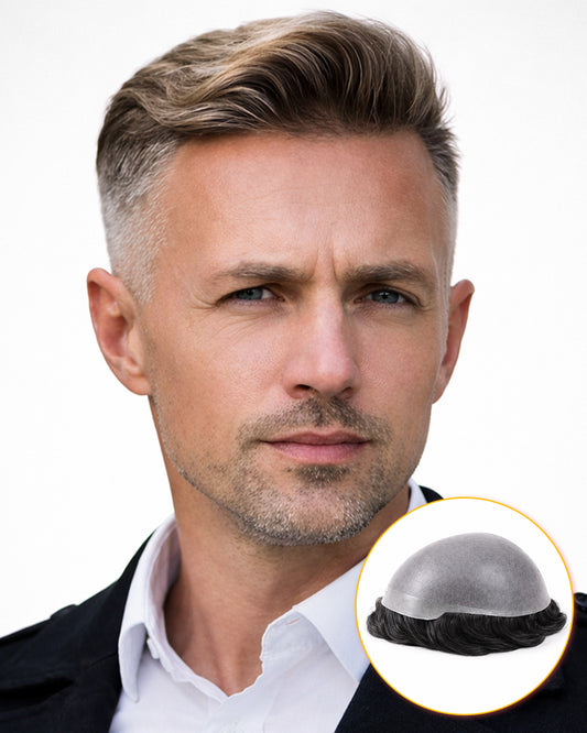 Ultra Thin Skin Men's Hair System - 0.06mm V-loop Natural Hairline Toupee