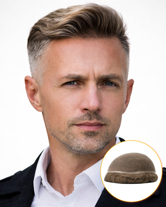 Full Swiss Lace Men's Hair System - Breathable Natural Hairline Toupee