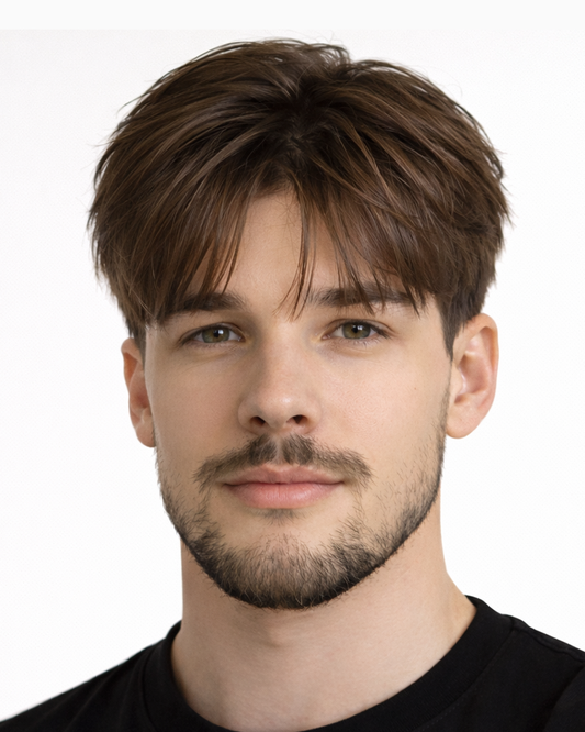 KR008 Men’s Side Part Hair System – Lace + PU Base | Professional Look Pre-Cut Ready to Wear