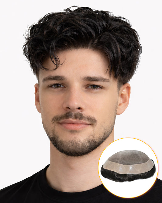 Men Toupee | Thick Hair for Youth | Breathable Mono Base, Multiple Sizes Hair Replacement