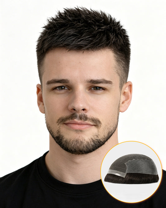 Men’s Buzz Cut Hair System – Ultra Thin Skin Base | Pre-Cut Ready to Wear Toupee