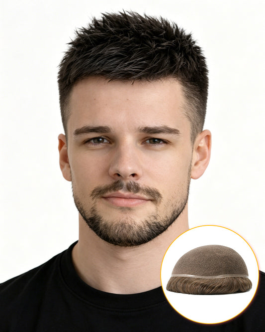 Men HairCut Hair Human Hair Full Lace Hair System Base Pre-Cut Ready to Wear Toupee