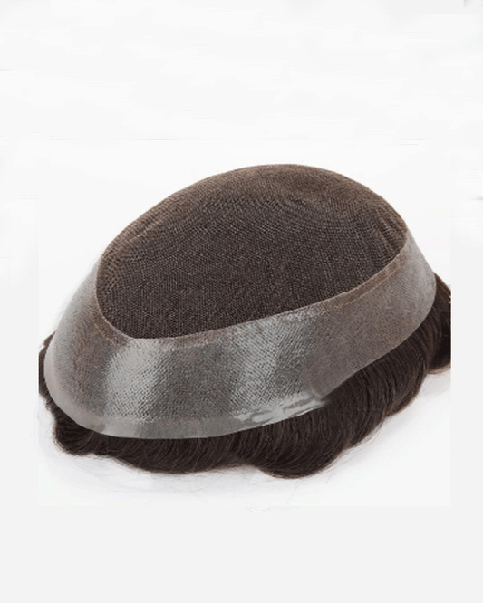 Austrilian Base Not Pre-cut Men Hair Systems - 100% Human Hair Toupee, Invisible Lace & Durable PU Hybrid Base