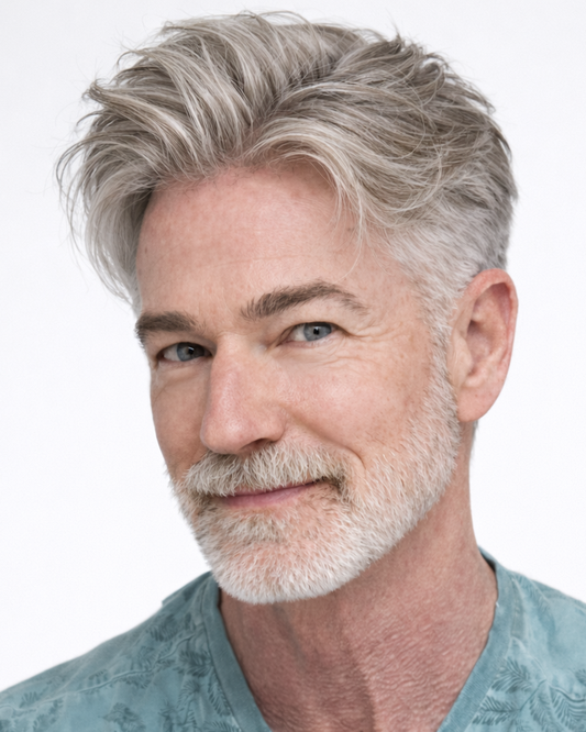 KR2004 Short Textured Men’s Toupee – Full Coverage for Thinning Hair | Natural Hairline Lace Front Pre-Cut