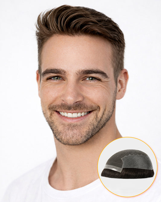 Invisible Hairline HairPiece for Men | Q6 Breathable Lace & Skin Base System
