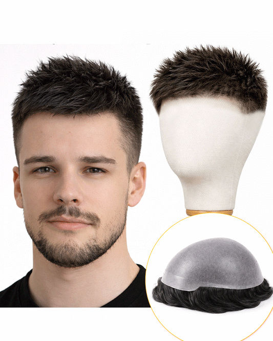 Men's Buzz Cut Hair System - 0.06mm Ultra Thin Skin Toupee | V-Loop Natural Hairline Hairpiece
