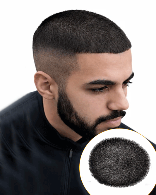 Thin Skin Men Short Hair System Pre-Cut Toupee Ready to wear Hair Replacement