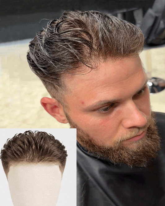 #6 Ready for Wear Men Hair Systems -French Lace Toupee | Pre-Cut Q6  Hair System