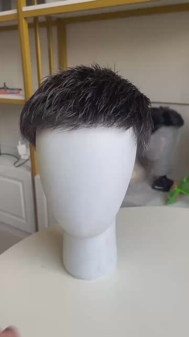 Men's Buzz Cut Hair System - 0.06mm Ultra Thin Skin Toupee | V-Loop Natural Hairline Hairpiece